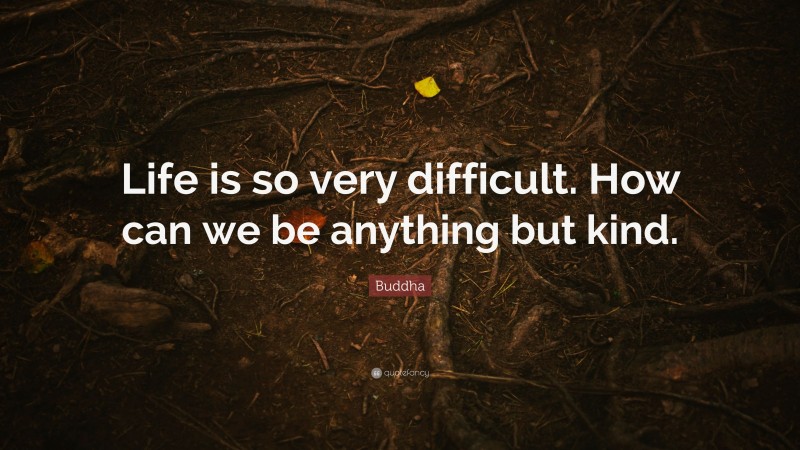 Buddha Quote: “Life is so very difficult. How can we be anything but kind.”