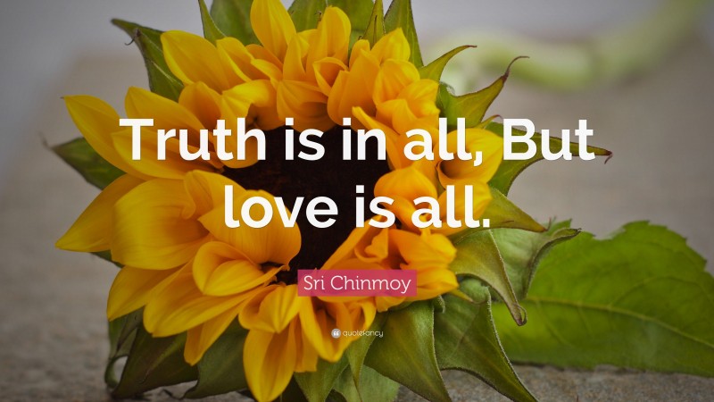 Sri Chinmoy Quote: “Truth is in all, But love is all.”