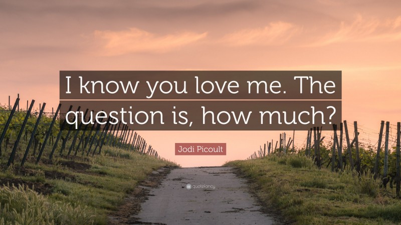 Jodi Picoult Quote: “I know you love me. The question is, how much?”