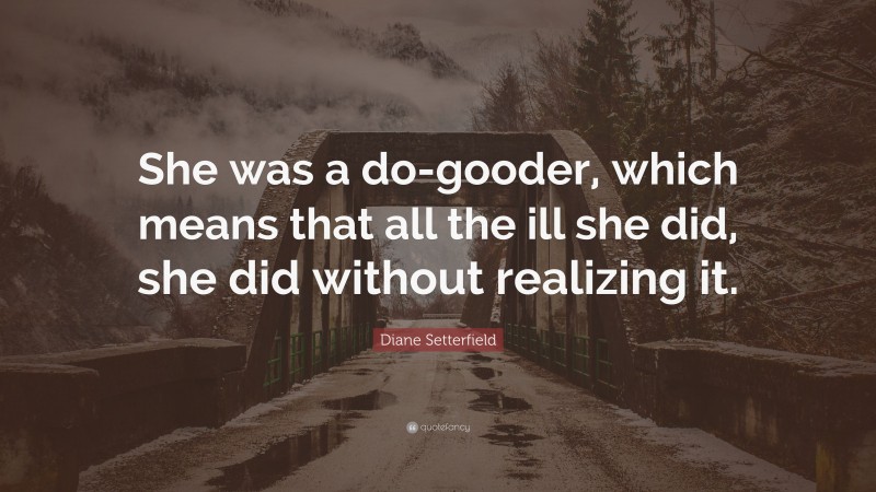 Diane Setterfield Quote: “She was a do-gooder, which means that all the ill she did, she did without realizing it.”