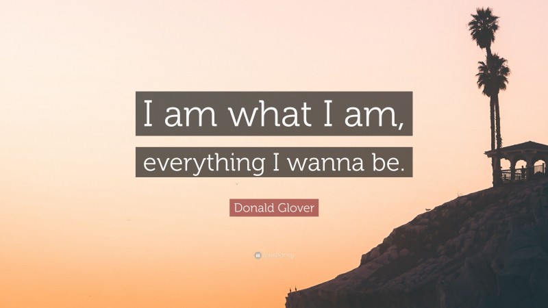 Donald Glover Quote: “I am what I am, everything I wanna be.”