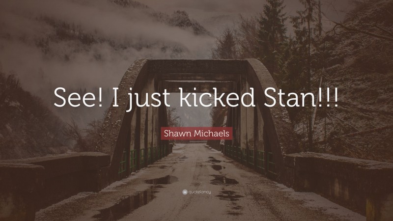 Shawn Michaels Quote: “See! I just kicked Stan!!!”
