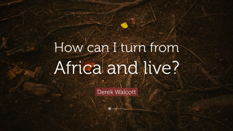 Derek Walcott Quote: “How can I turn from Africa and live?”