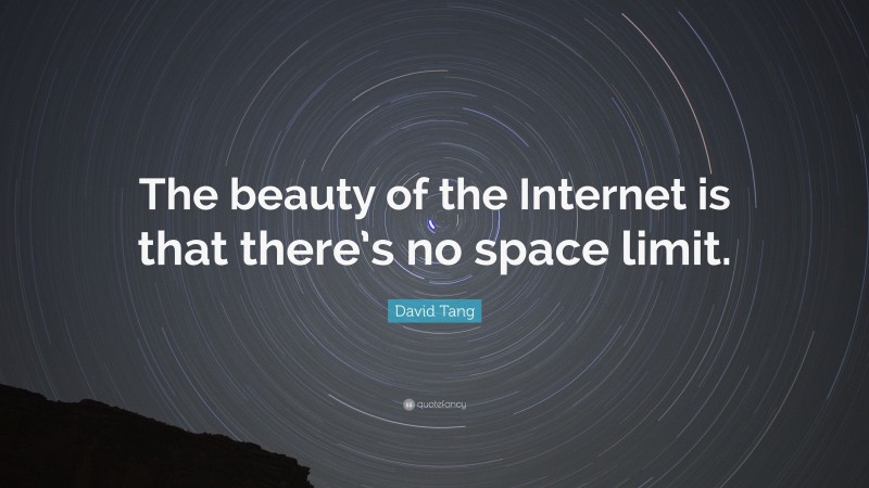 David Tang Quote: “The beauty of the Internet is that there’s no space limit.”