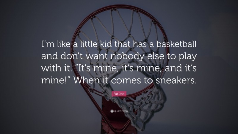 Fat Joe Quote: “I’m like a little kid that has a basketball and don’t want nobody else to play with it. “It’s mine, it’s mine, and it’s mine!” When it comes to sneakers.”