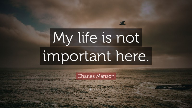 Charles Manson Quote: “My life is not important here.”