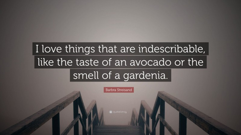 Barbra Streisand Quote: “I love things that are indescribable, like the taste of an avocado or the smell of a gardenia.”
