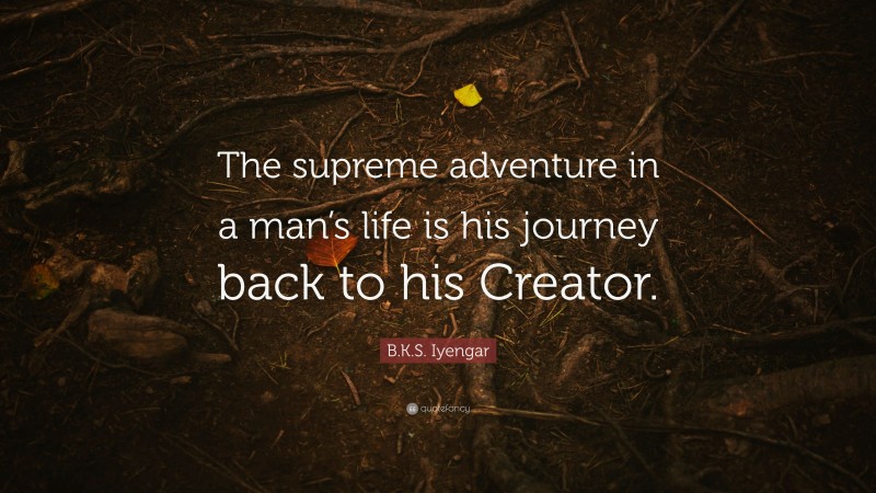 B.K.S. Iyengar Quote: “The supreme adventure in a man’s life is his journey back to his Creator.”