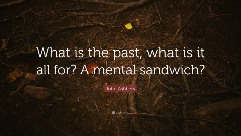 John Ashbery Quote: “What is the past, what is it all for? A mental sandwich?”