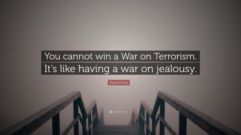 David Cross Quote: “You cannot win a War on Terrorism. It’s like having a war on jealousy.”