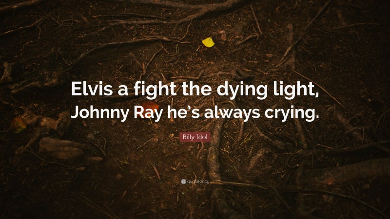 Billy Idol Quote: “Elvis a fight the dying light, Johnny Ray he’s always crying.”