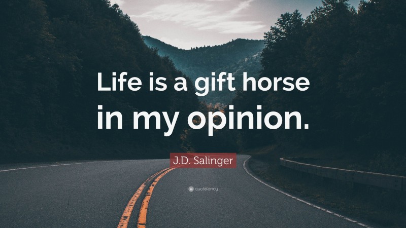 J.D. Salinger Quote: “Life is a gift horse in my opinion.”