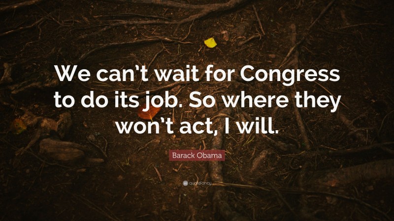 Barack Obama Quote: “We can’t wait for Congress to do its job. So where they won’t act, I will.”