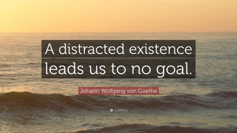 Johann Wolfgang von Goethe Quote: “A distracted existence leads us to no goal.”