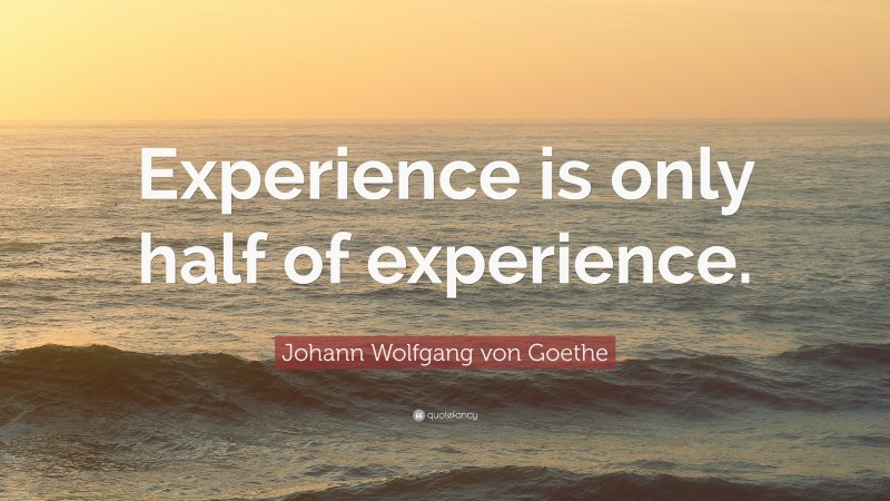 Johann Wolfgang von Goethe Quote: “Experience is only half of experience.”