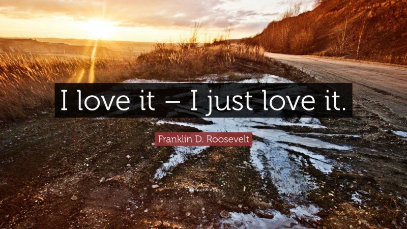 Franklin D. Roosevelt Quote: “I love it – I just love it.”