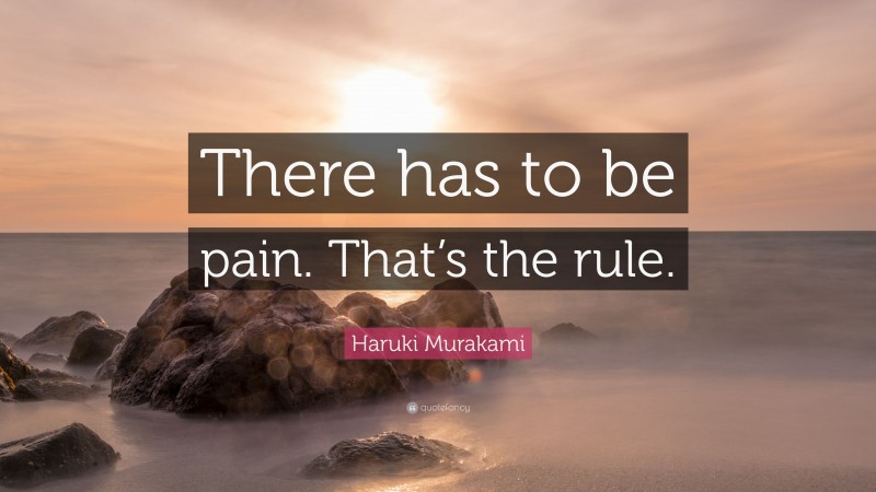 Haruki Murakami Quote: “There has to be pain. That’s the rule.”