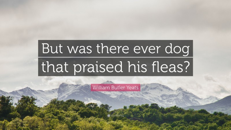 William Butler Yeats Quote: “But was there ever dog that praised his fleas?”