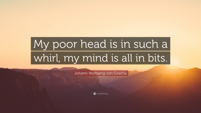 Johann Wolfgang von Goethe Quote: “My poor head is in such a whirl, my mind is all in bits.”