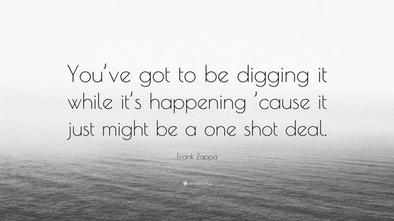 Frank Zappa Quote: “You’ve got to be digging it while it’s happening ’cause it just might be a one shot deal.”