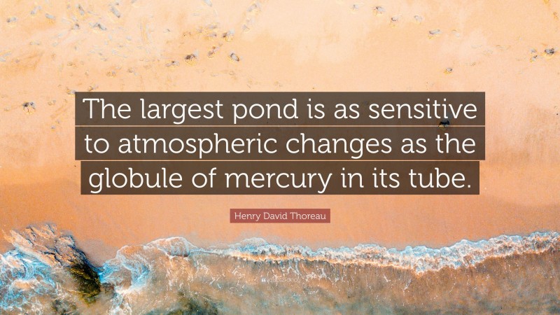 Henry David Thoreau Quote: “The largest pond is as sensitive to atmospheric changes as the globule of mercury in its tube.”