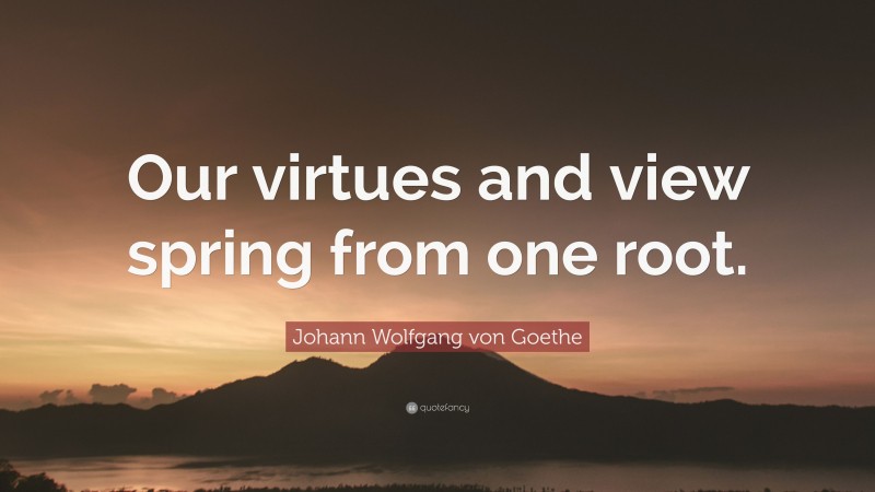 Johann Wolfgang von Goethe Quote: “Our virtues and view spring from one root.”