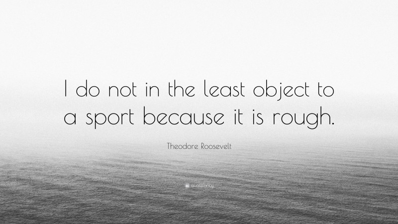 Theodore Roosevelt Quote: “I do not in the least object to a sport because it is rough.”
