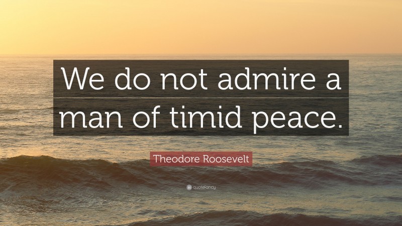 Theodore Roosevelt Quote: “We do not admire a man of timid peace.”