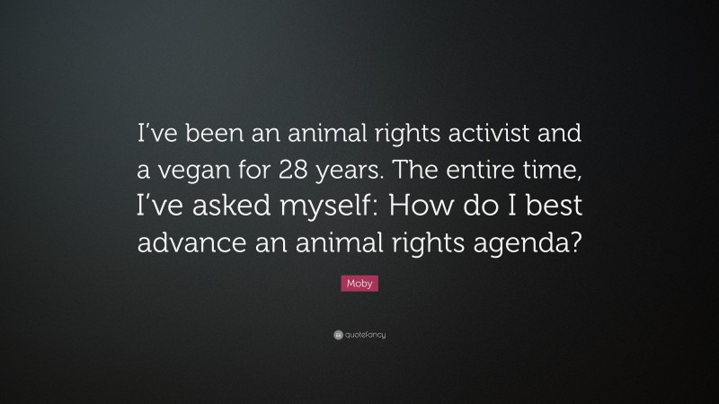 Moby Quote: “I’ve been an animal rights activist and a vegan for 28 years. The entire time, I’ve asked myself: How do I best advance an animal rights agenda?”