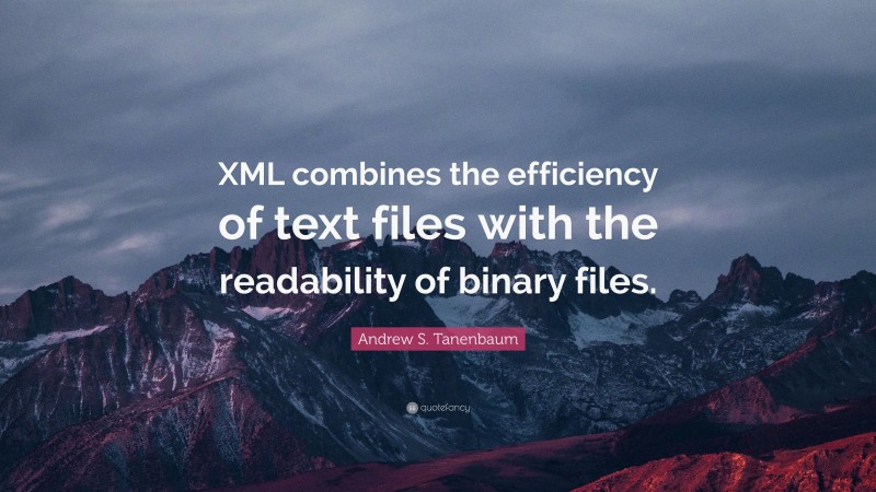 Andrew S. Tanenbaum Quote: “XML combines the efficiency of text files with the readability of binary files.”
