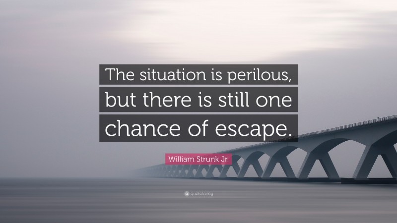 William Strunk Jr. Quote: “The situation is perilous, but there is still one chance of escape.”
