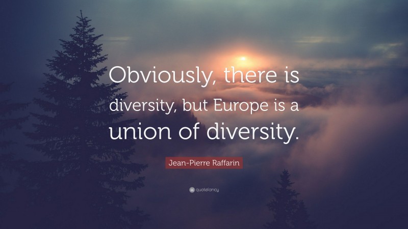Jean-Pierre Raffarin Quote: “Obviously, there is diversity, but Europe is a union of diversity.”