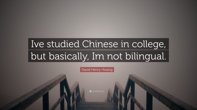 David Henry Hwang Quote: “Ive studied Chinese in college, but basically, Im not bilingual.”