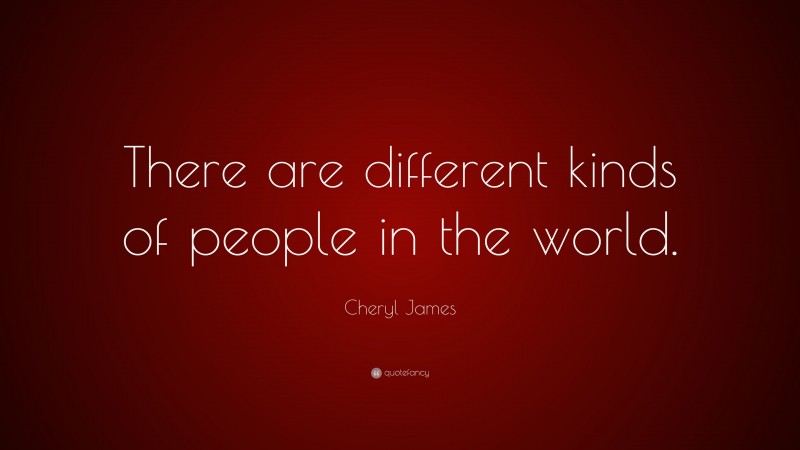 Cheryl James Quote: “There are different kinds of people in the world.”