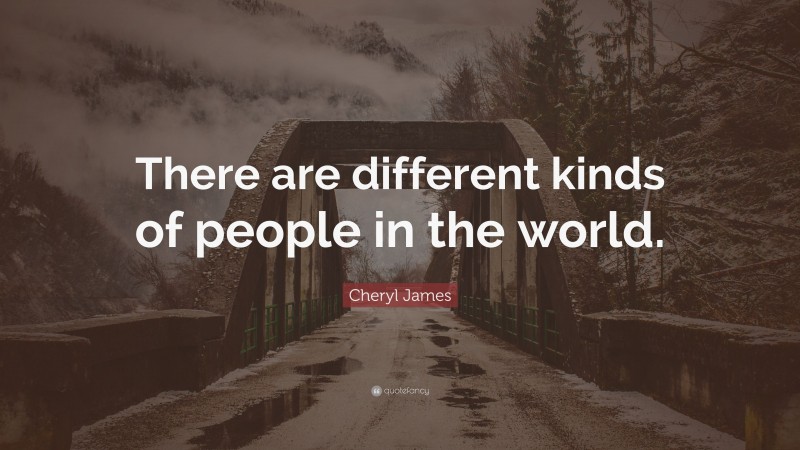 Cheryl James Quote: “There are different kinds of people in the world.”
