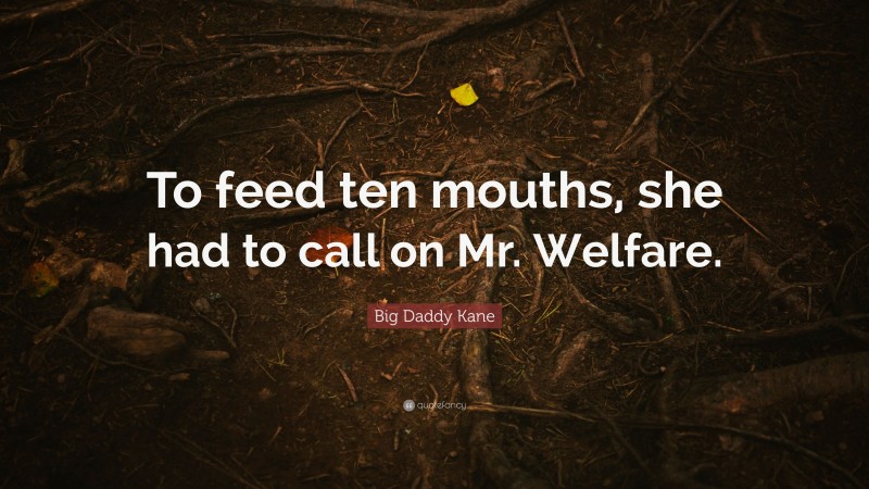Big Daddy Kane Quote: “To feed ten mouths, she had to call on Mr. Welfare.”