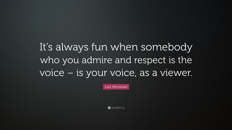 Lizz Winstead Quote: “It’s always fun when somebody who you admire and respect is the voice – is your voice, as a viewer.”