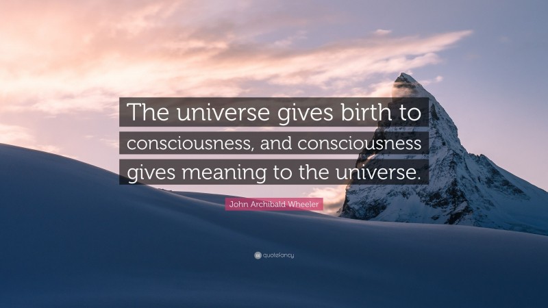 John Archibald Wheeler Quote: “The universe gives birth to consciousness, and consciousness gives meaning to the universe.”