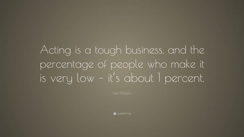 Lee Majors Quote: “Acting is a tough business, and the percentage of people who make it is very low – it’s about 1 percent.”