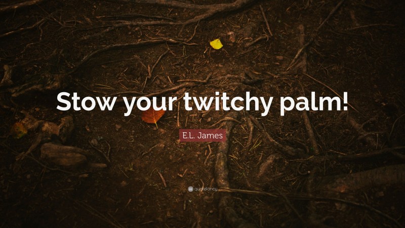 E.L. James Quote: “Stow your twitchy palm!”