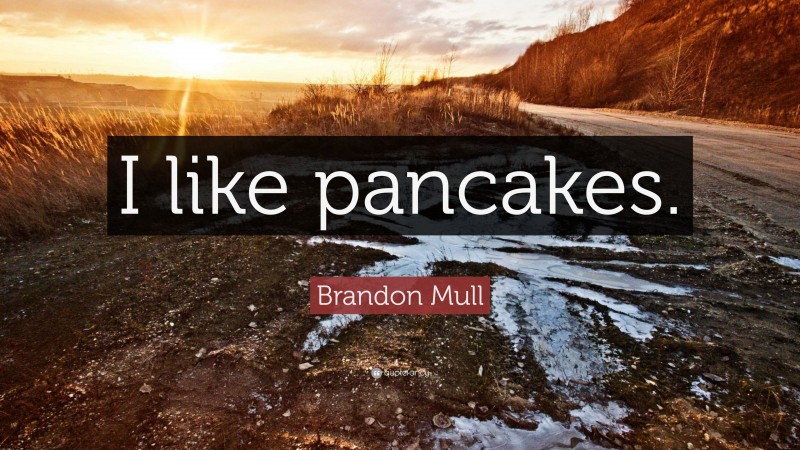 Brandon Mull Quote: “I like pancakes.”