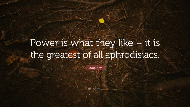 Napoleon Quote: “Power is what they like – it is the greatest of all aphrodisiacs.”