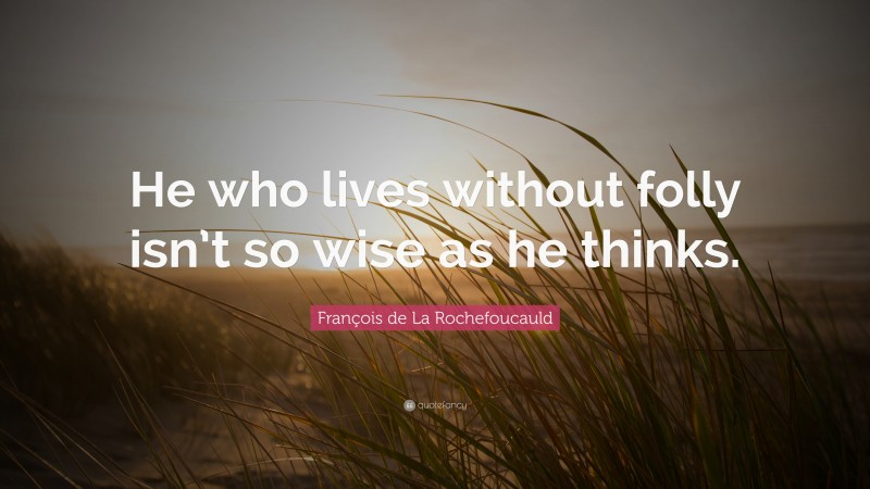 François de La Rochefoucauld Quote: “He who lives without folly isn’t so wise as he thinks.”