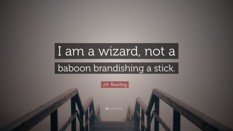 J.K. Rowling Quote: “I am a wizard, not a baboon brandishing a stick.”
