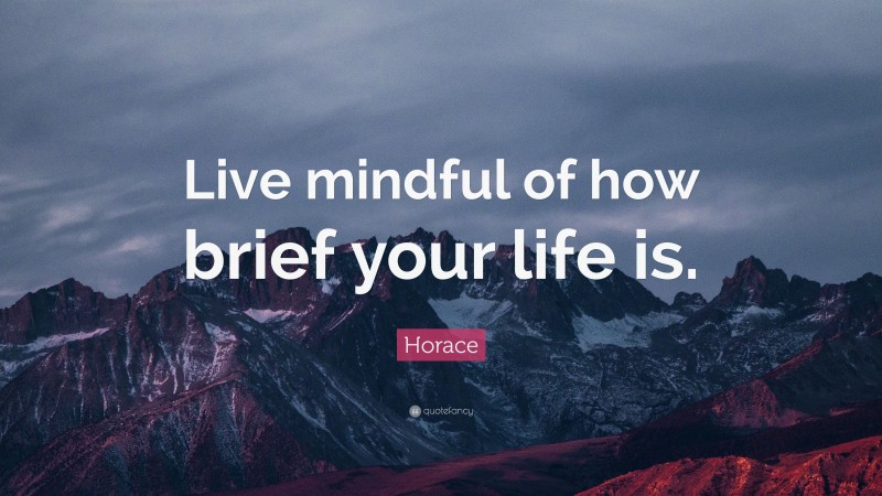 Horace Quote: “Live mindful of how brief your life is.”