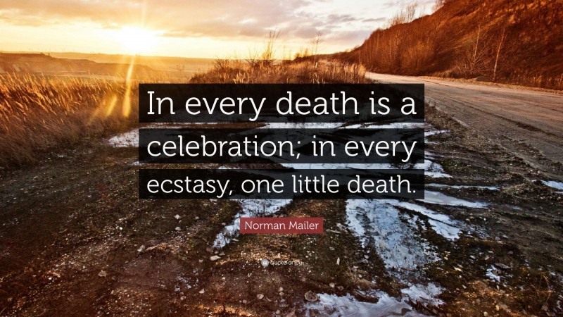 Norman Mailer Quote: “In every death is a celebration; in every ecstasy, one little death.”