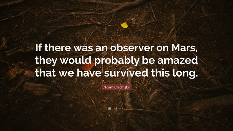 Noam Chomsky Quote: “If there was an observer on Mars, they would probably be amazed that we have survived this long.”