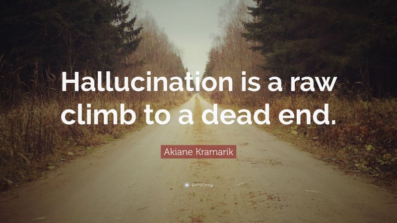 Akiane Kramarik Quote: “Hallucination is a raw climb to a dead end.”