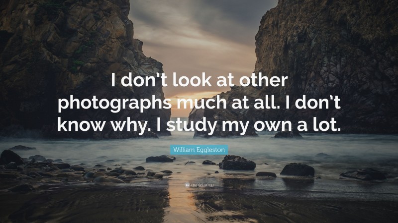 William Eggleston Quote: “I don’t look at other photographs much at all. I don’t know why. I study my own a lot.”
