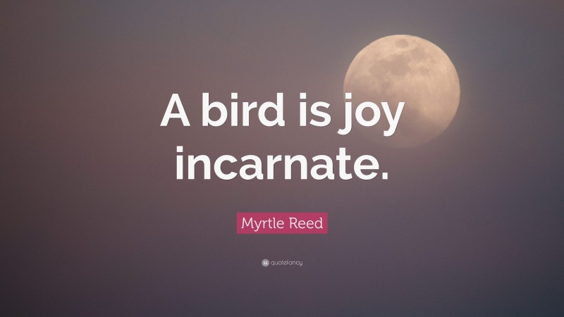 Myrtle Reed Quote: “A bird is joy incarnate.”